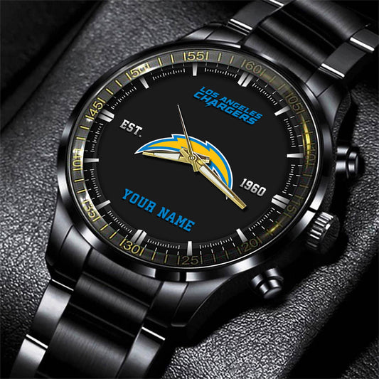 Los Angeles Chargers Black Fashion Watch Gifts For Sport Fans AZWATCH072