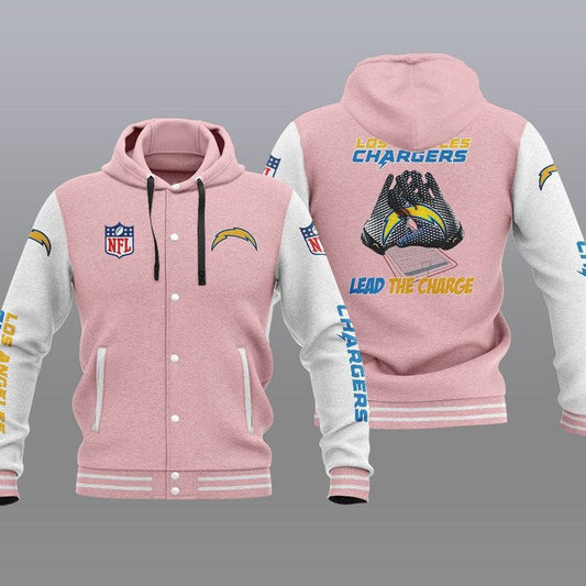 Los Angeles Chargers Hooded Button Jacket with Hood 17