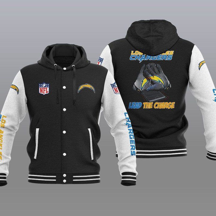 Los Angeles Chargers Hooded Button Jacket with Hood 17