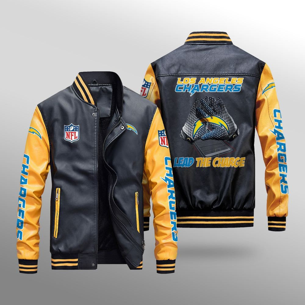 Los Angeles Chargers Leather Bomber Jacket BG13