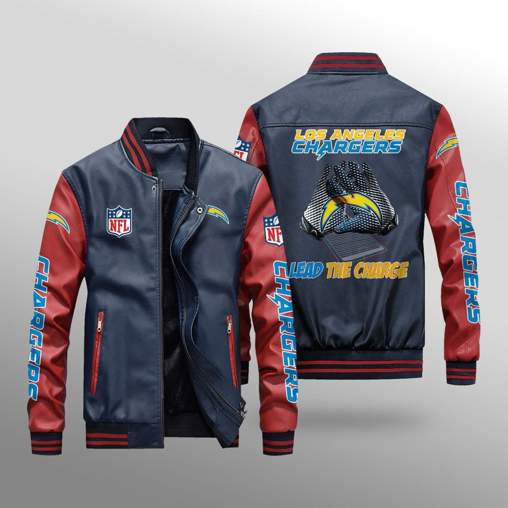 Los Angeles Chargers Leather Bomber Jacket BG13
