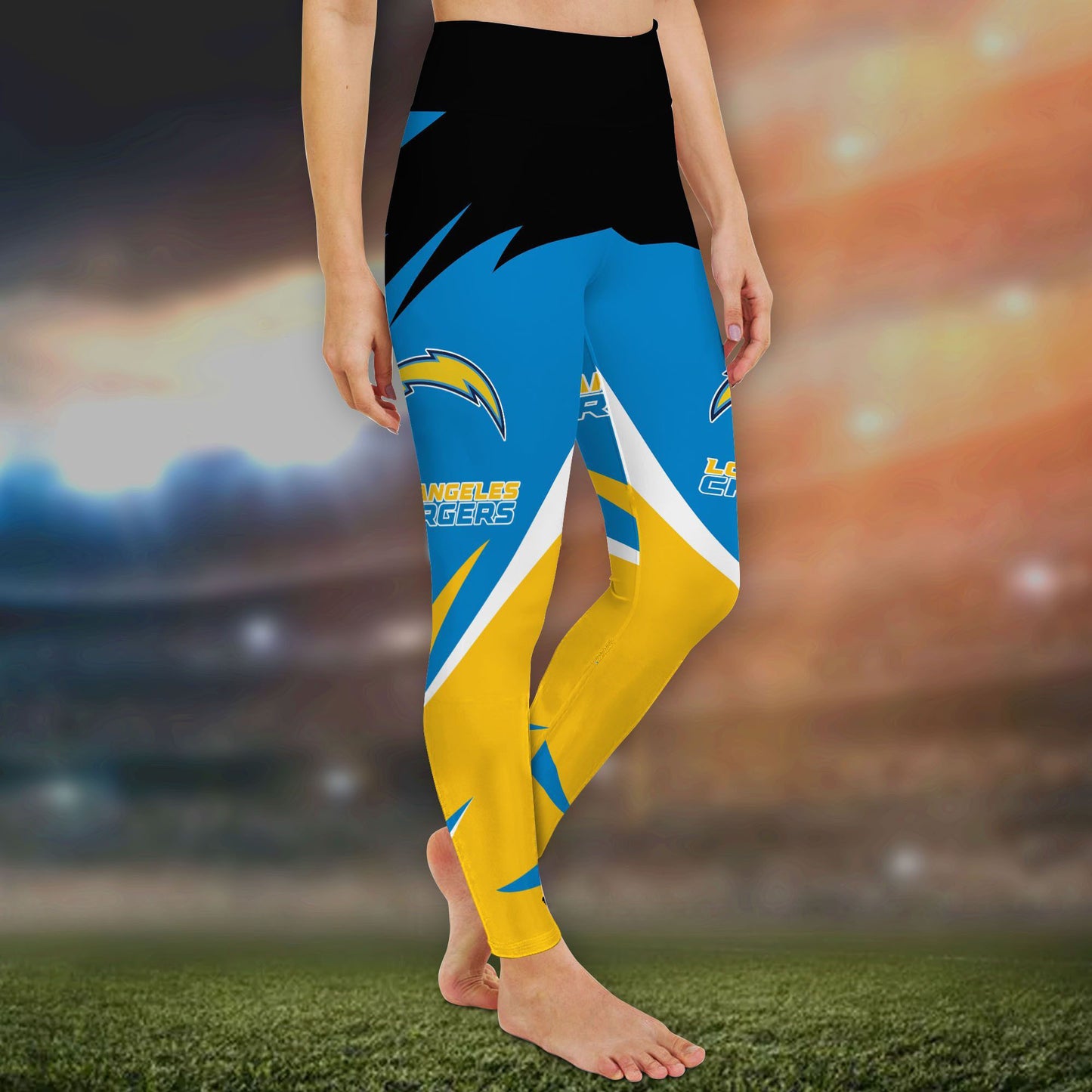 Los Angeles Chargers Leggings And Criss Cross Tank Top BG89