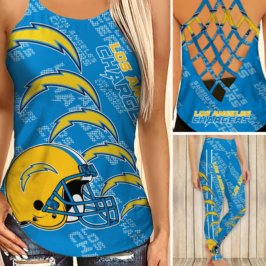 Los Angeles Chargers Leggings And Cross Tank Top BG16