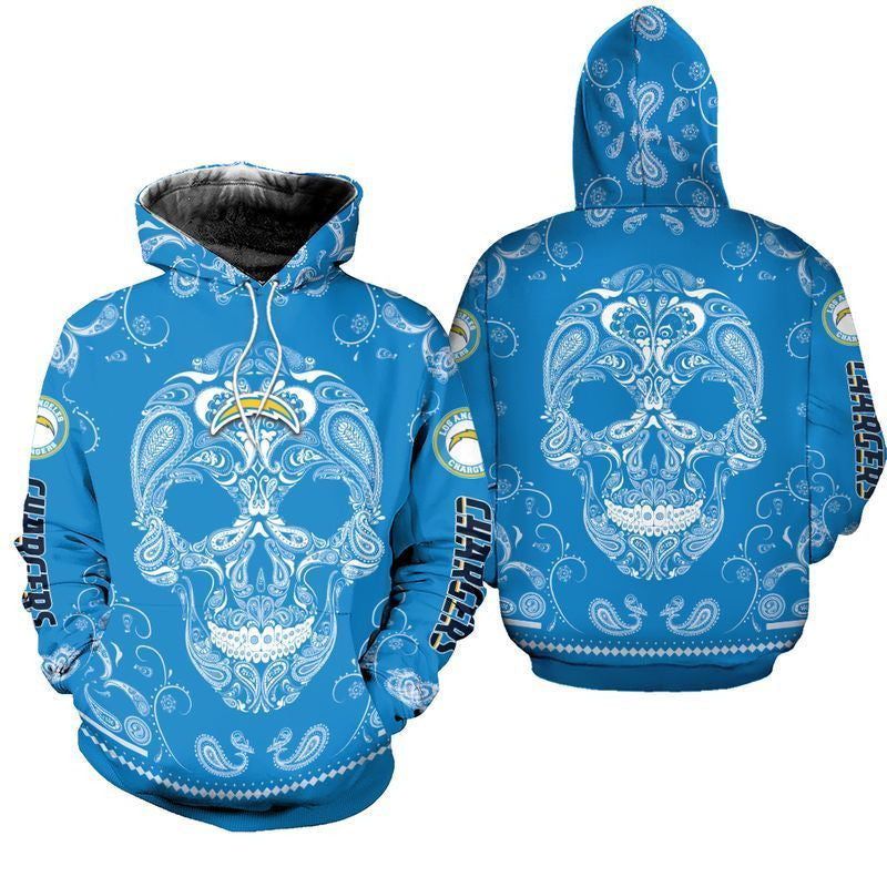 Los Angeles Chargers Limited Edition Bandana Skull Sweatshirt Zip Hoodie T shirt Bomber Jacket Sizes S-5XL NEW012417
