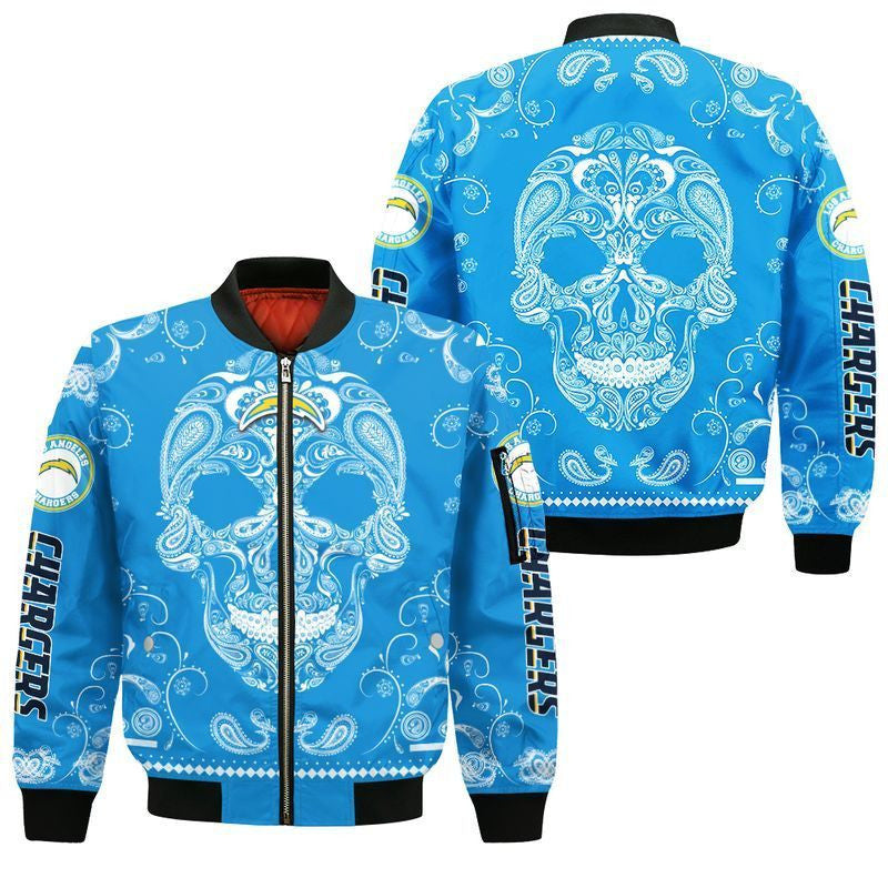 Los Angeles Chargers Limited Edition Bandana Skull Sweatshirt Zip Hoodie T shirt Bomber Jacket Sizes S-5XL NEW012417