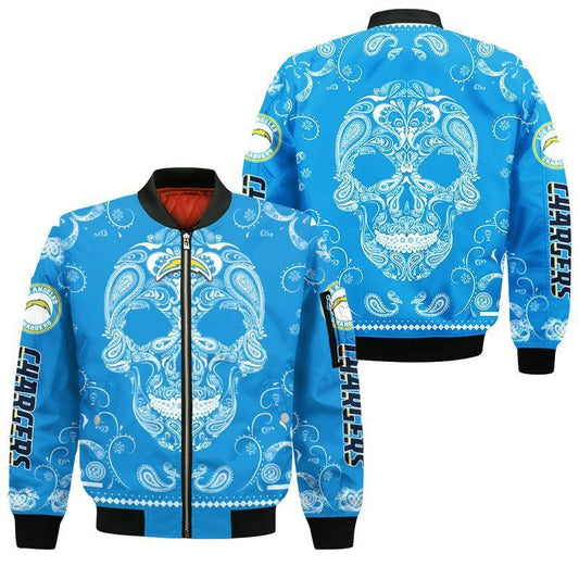 Los Angeles Chargers Limited Edition Bandana Skull Sweatshirt Zip Hoodie T shirt Bomber Jacket Sizes S-5XL NEW012417