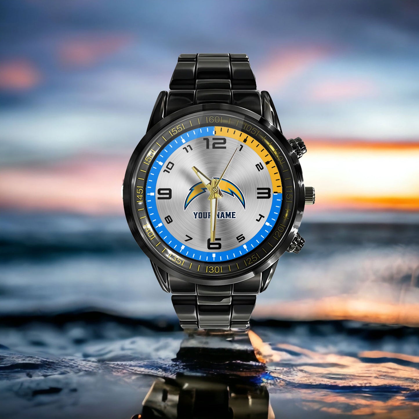Los Angeles Chargers Black Fashion Watch Gifts For Sport Fans AZWATCH018