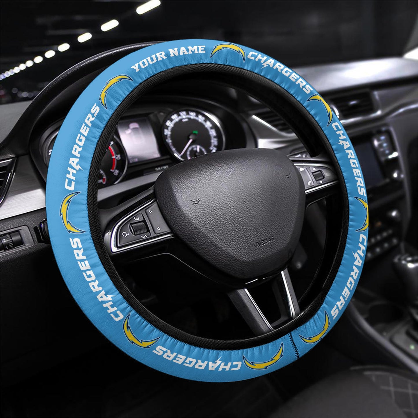 Los Angeles Chargers Personalized 3D Steering Wheel Cover 81