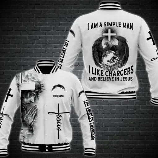 Los Angeles Chargers Personalized Baseball Jacket 74