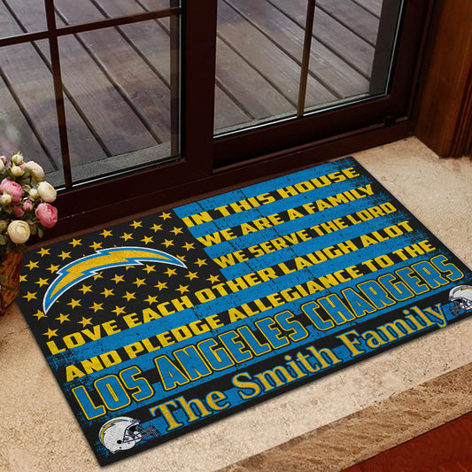 Los Angeles Chargers Personalized Doormat BG301