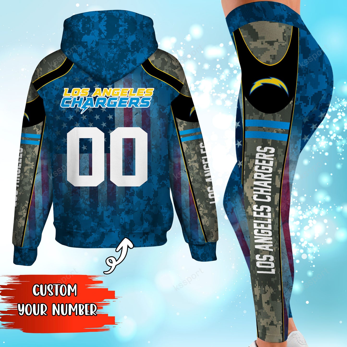 Los Angeles Chargers Personalized Leggings And Hoodie BG79