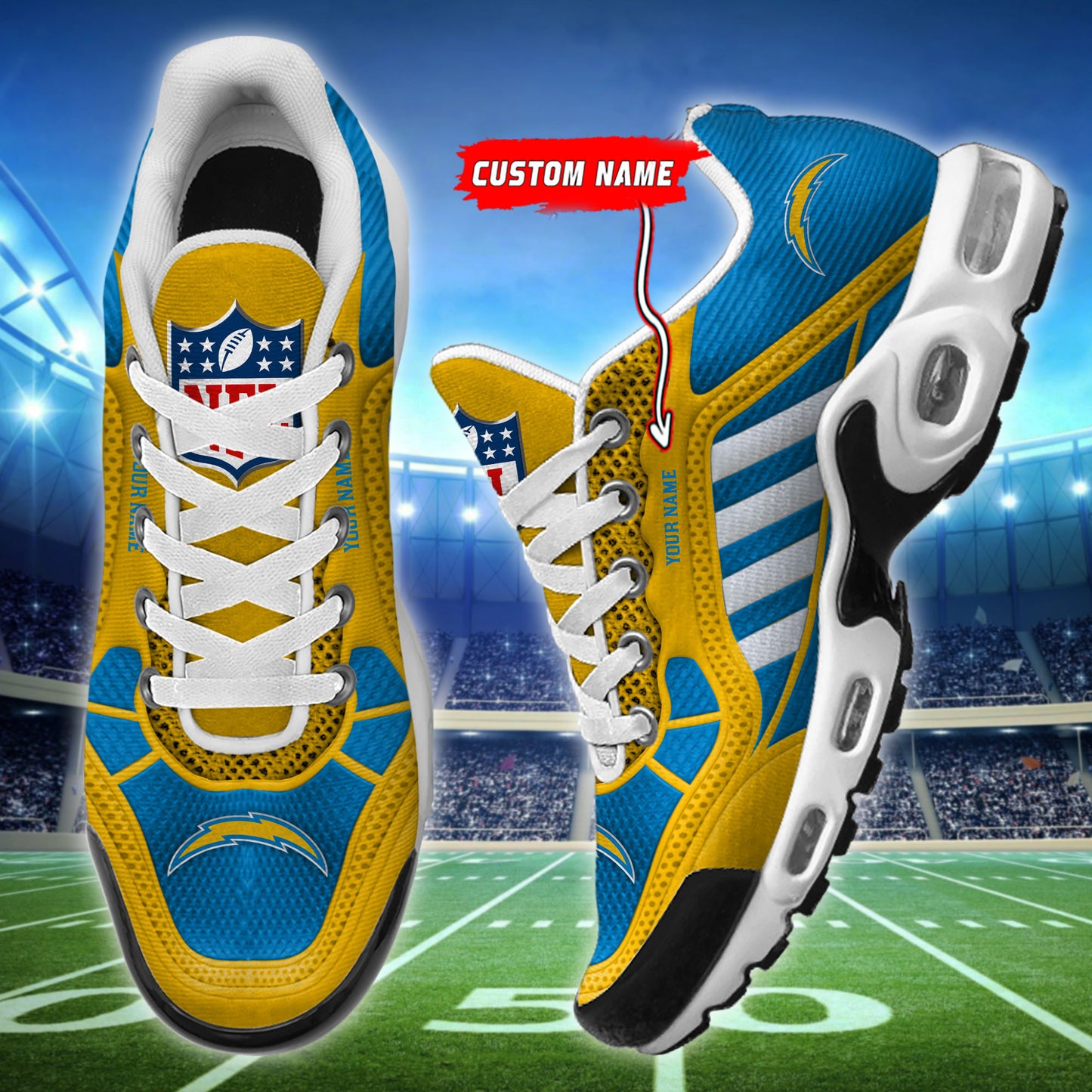 Los Angeles Chargers Personalized Plus T-N Youth Sneakers BG152
