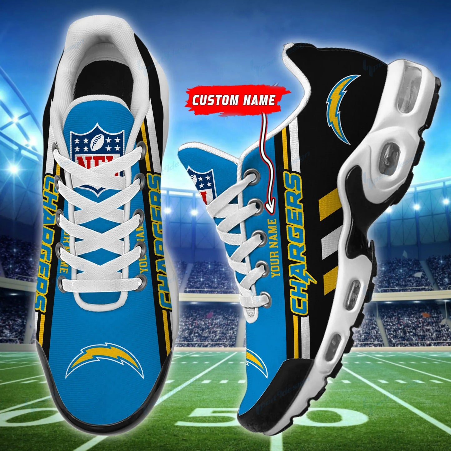 Los Angeles Chargers Personalized Plus T-N Youth Sneakers BG65
