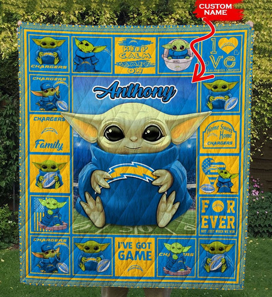 Los Angeles Chargers Personalized Premium Quilt BG20
