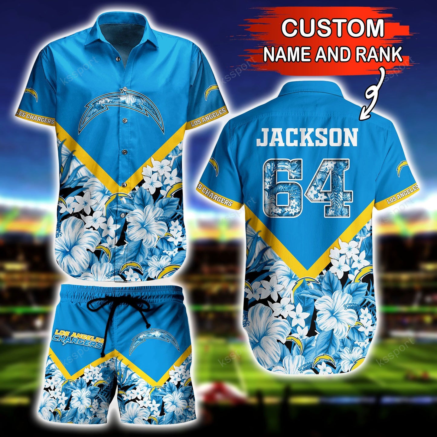 Los Angeles Chargers Personalized Shirt and Shorts BG286