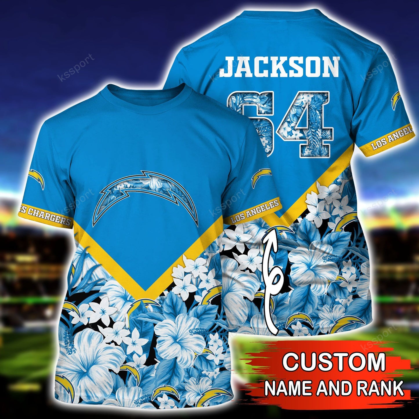 Los Angeles Chargers Personalized Shirt and Shorts BG286