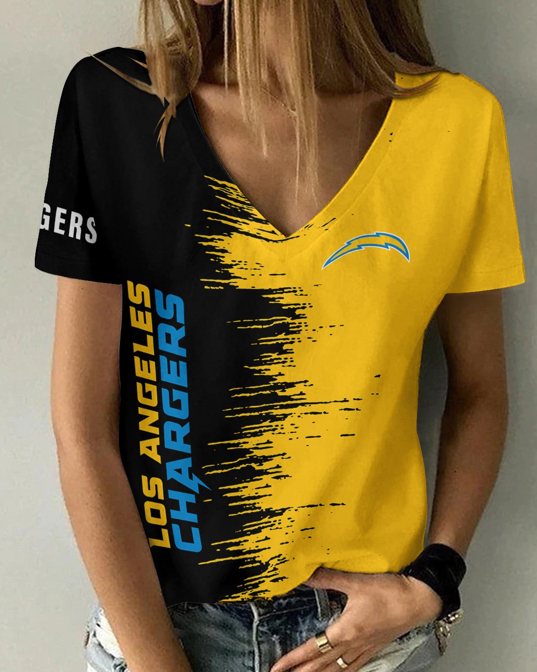 Los Angeles Chargers Summer V-neck Women T-shirt BG15