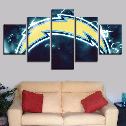Los Angeles Chargers 5 Piece Canvas Wall Art With Frame HA18