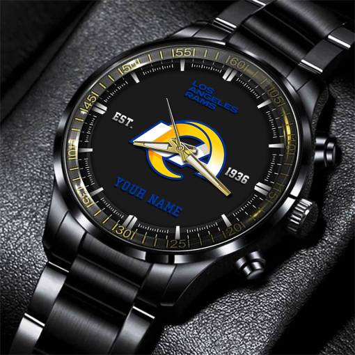 Los Angeles Rams Black Fashion Watch Gifts For Sport Fans AZWATCH073