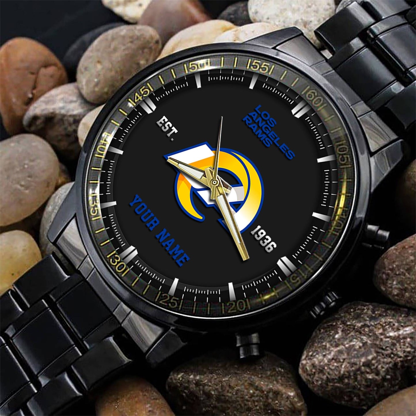Los Angeles Rams Black Fashion Watch Gifts For Sport Fans AZWATCH073