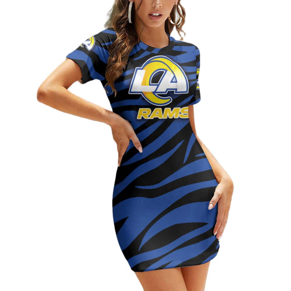 Los Angeles Rams Casual Short Sleeve Bodycon Mini Dress BG131