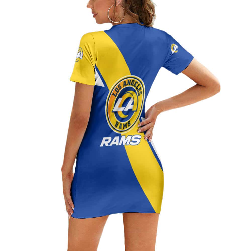 Los Angeles Rams Casual Short Sleeve Bodycon Mini Dress BG212