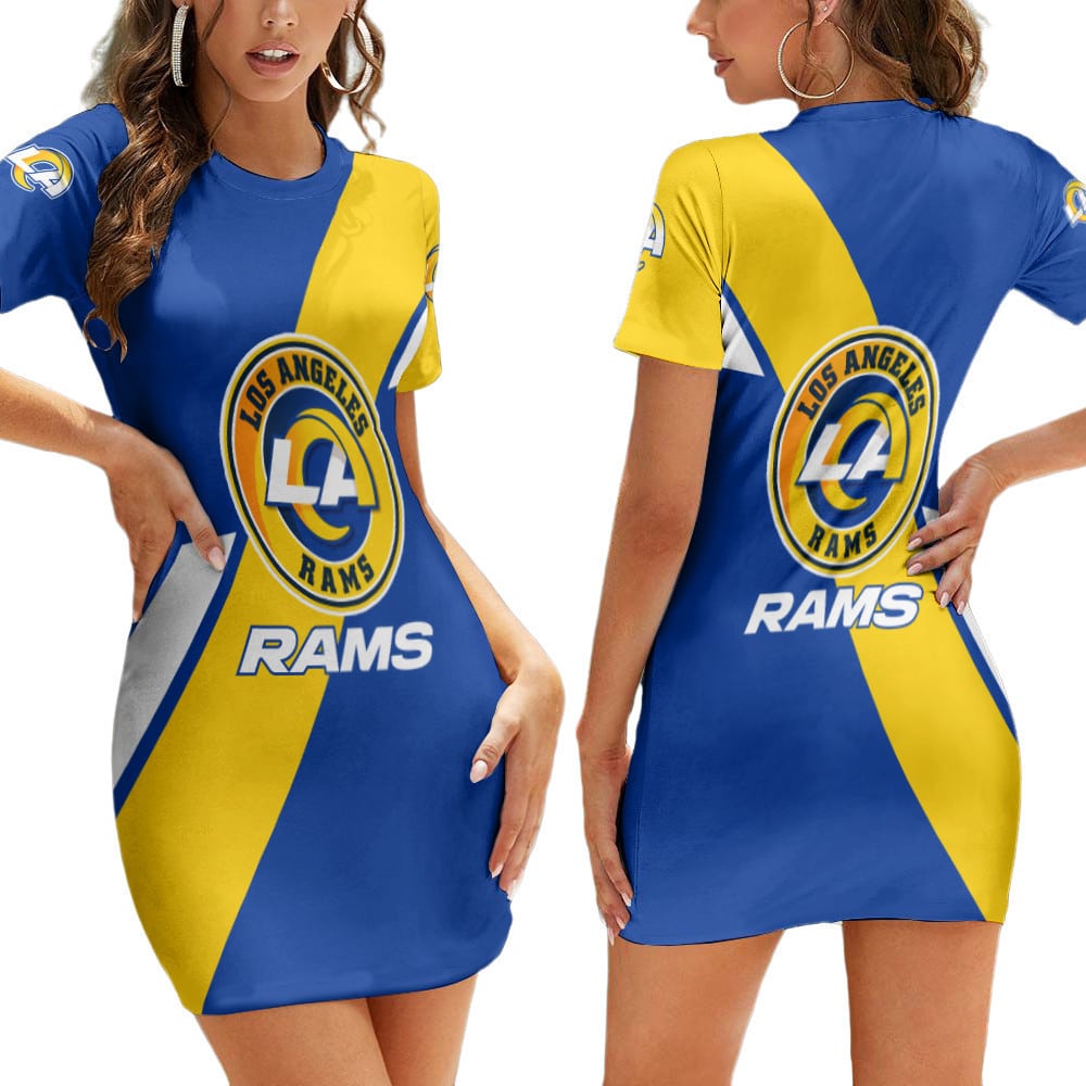 Los Angeles Rams Casual Short Sleeve Bodycon Mini Dress BG212