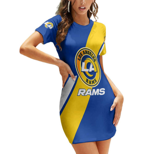 Los Angeles Rams Casual Short Sleeve Bodycon Mini Dress BG212