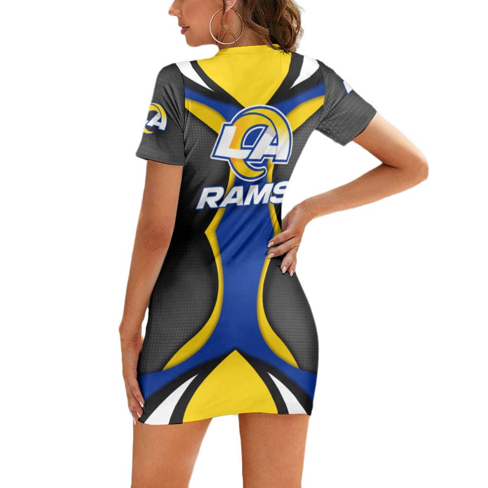 Los Angeles Rams Casual Short Sleeve Bodycon Mini Dress BG67