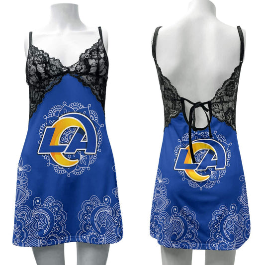 Los Angeles Rams Lace Back Strap Slip Dress 225