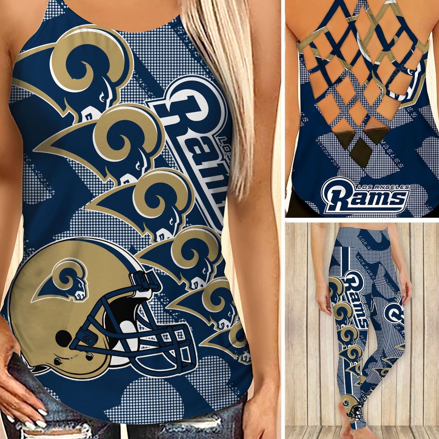 Los Angeles Rams Leggings And Cross Tank Top BG17