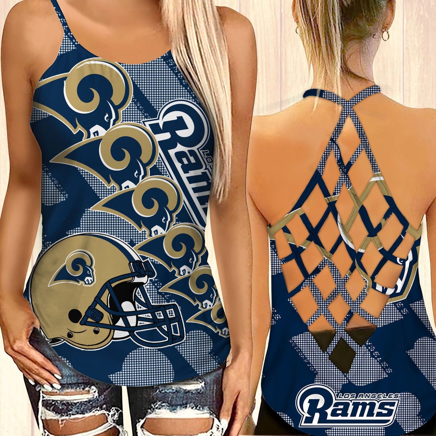Los Angeles Rams Leggings And Cross Tank Top BG17
