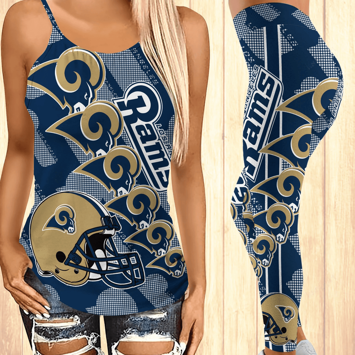 Los Angeles Rams Leggings And Cross Tank Top BG17