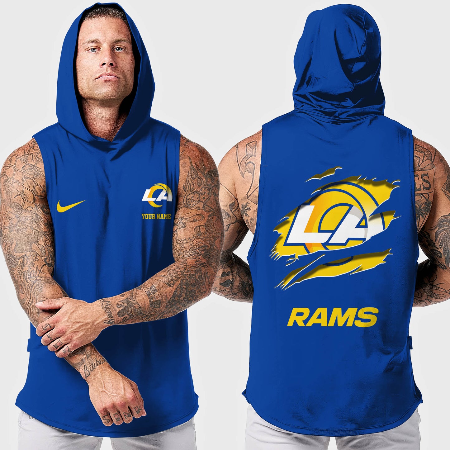 Los Angeles Rams Men Workout Hooded Tank Top AZMGSH019