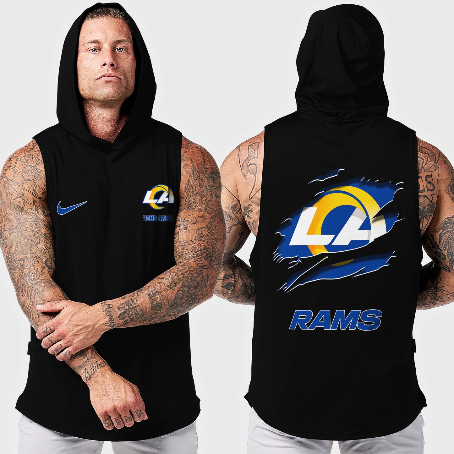 Los Angeles Rams Men Workout Hooded Tank Top AZMGSH019