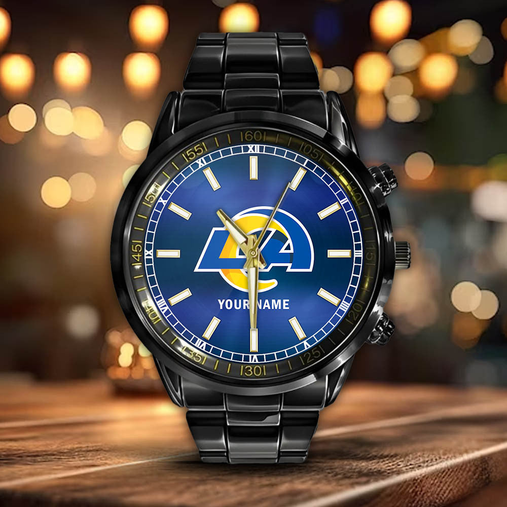 Los Angeles Rams Black Fashion Watch Gifts For Sport Fans AZWATCH045