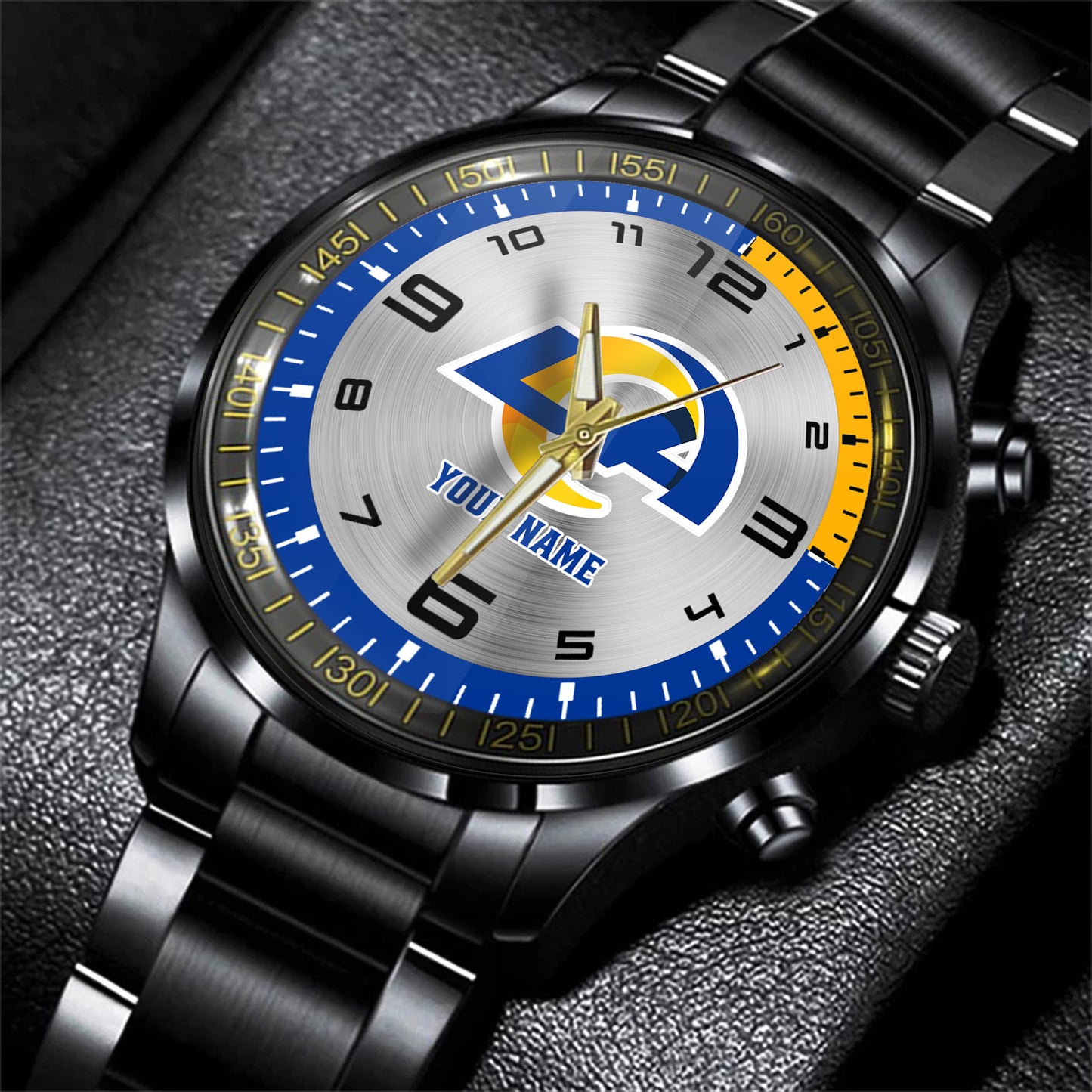 Los Angeles Rams Black Fashion Watch Gifts For Sport Fans AZWATCH019