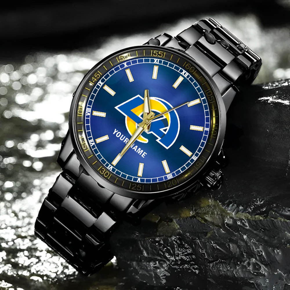 Los Angeles Rams Black Fashion Watch Gifts For Sport Fans AZWATCH045