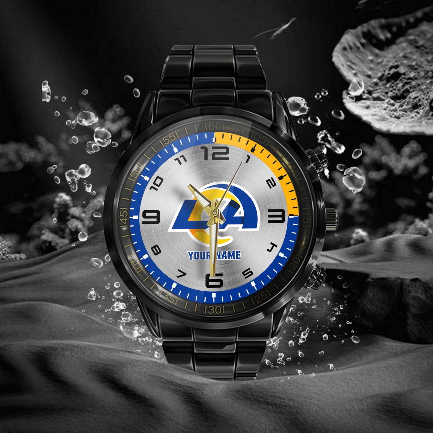 Los Angeles Rams Black Fashion Watch Gifts For Sport Fans AZWATCH019