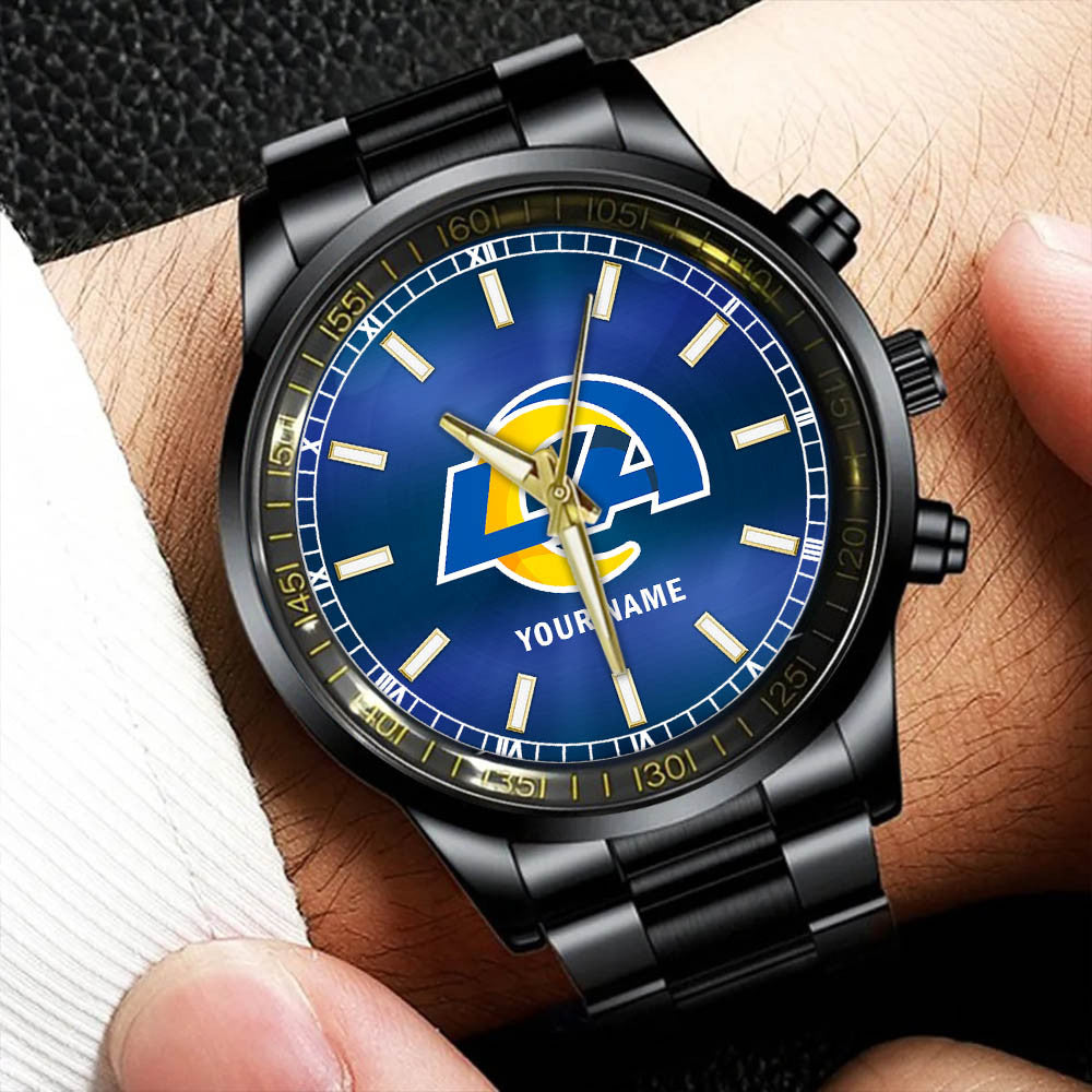 Los Angeles Rams Black Fashion Watch Gifts For Sport Fans AZWATCH045