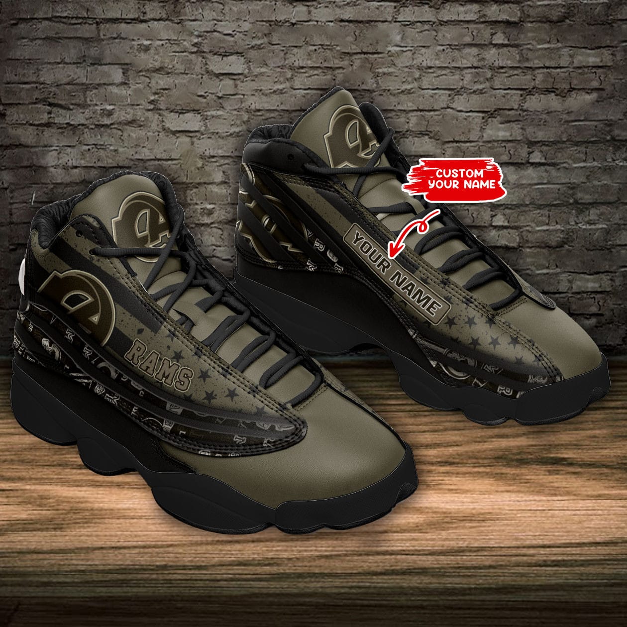 Los Angeles Rams Personalized AJD13 Sneakers BG183