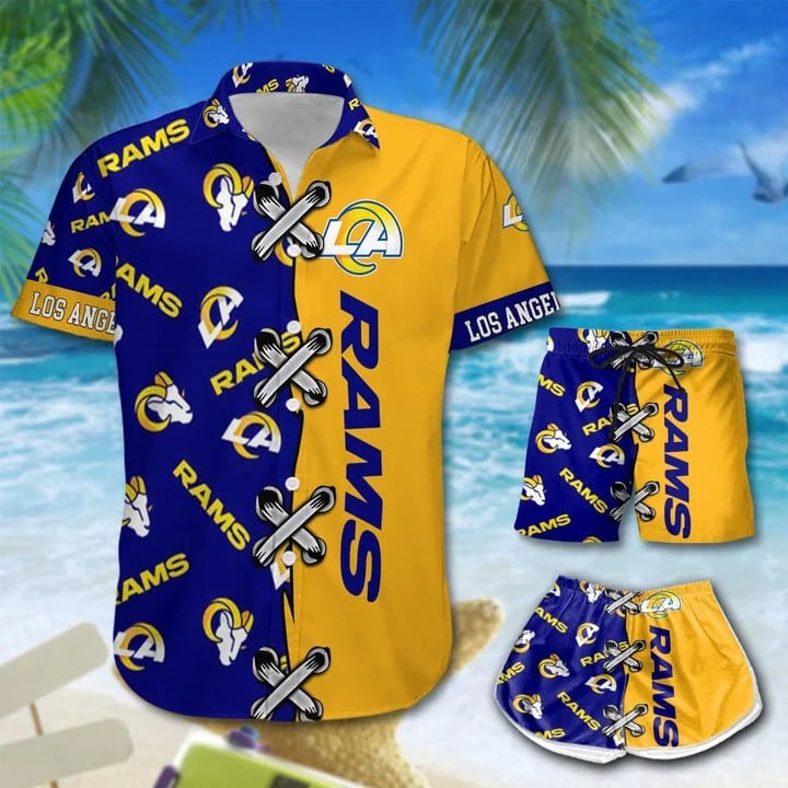 Los Angeles Rams Personalized Hawaii Shirt & Shorts BG190
