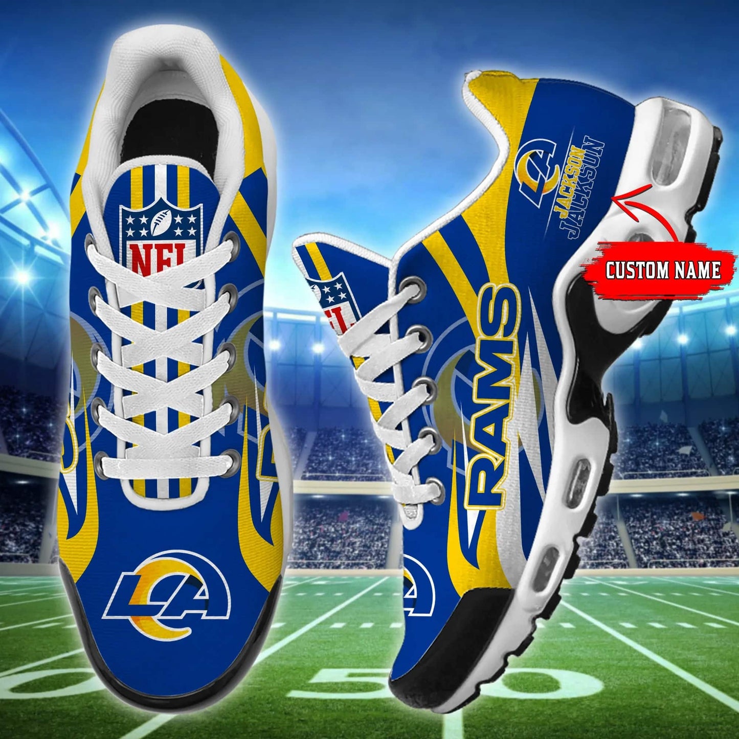 Los Angeles Rams Personalized Plus T-N Youth Sneakers BG98