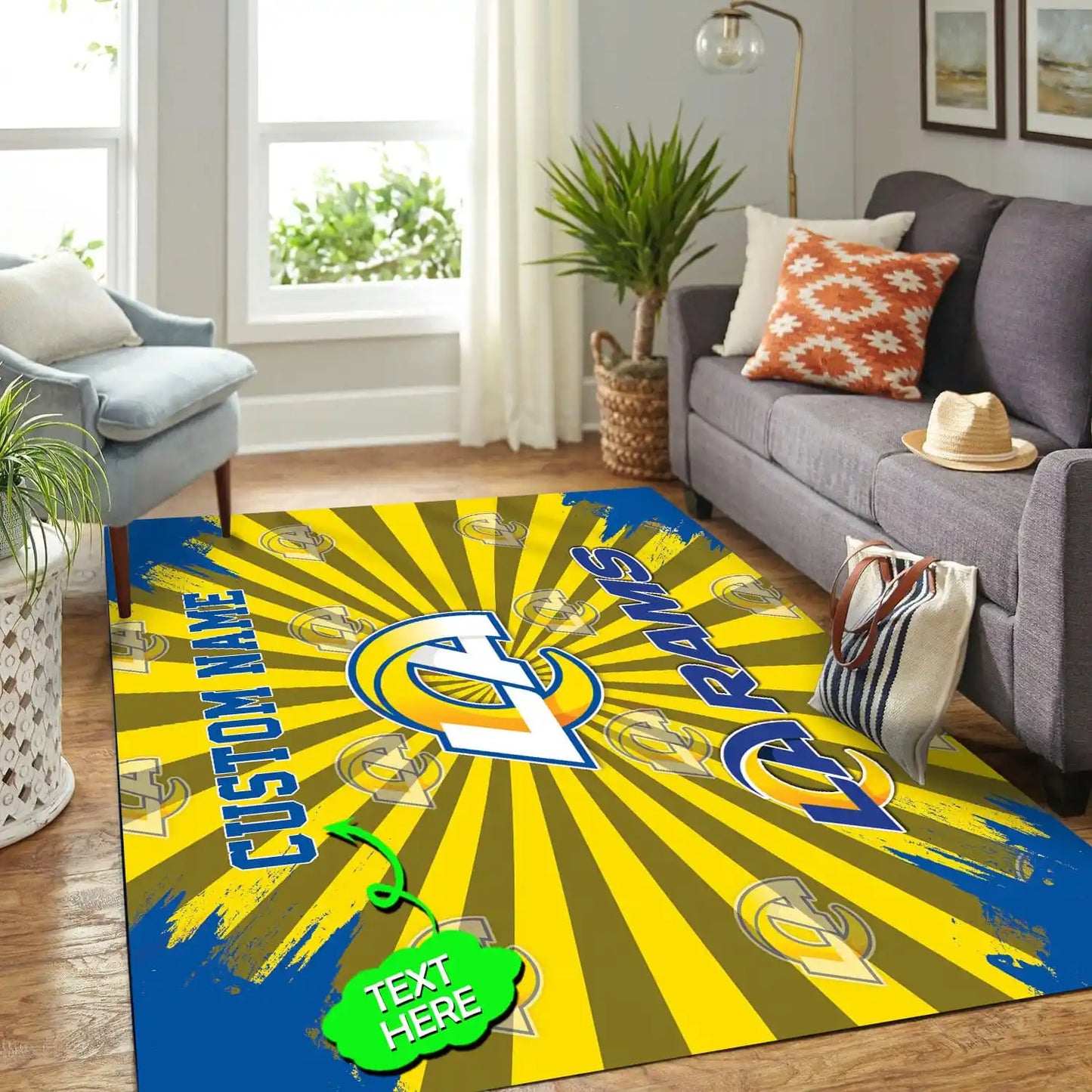 Los Angeles Rams Personalized Premium Rectangle Rug 59