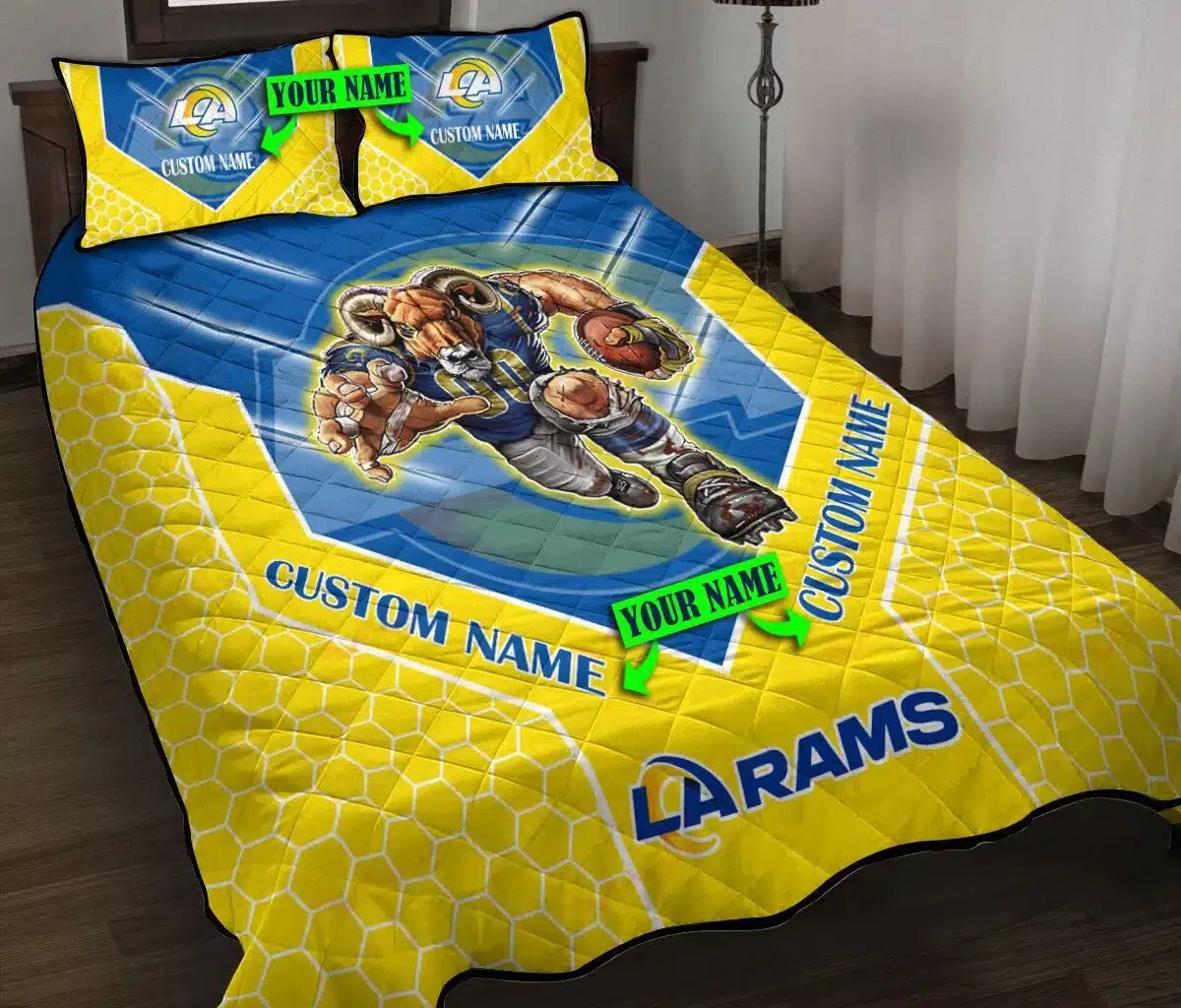 Los Angeles Rams Personalized Quilt Set BG99