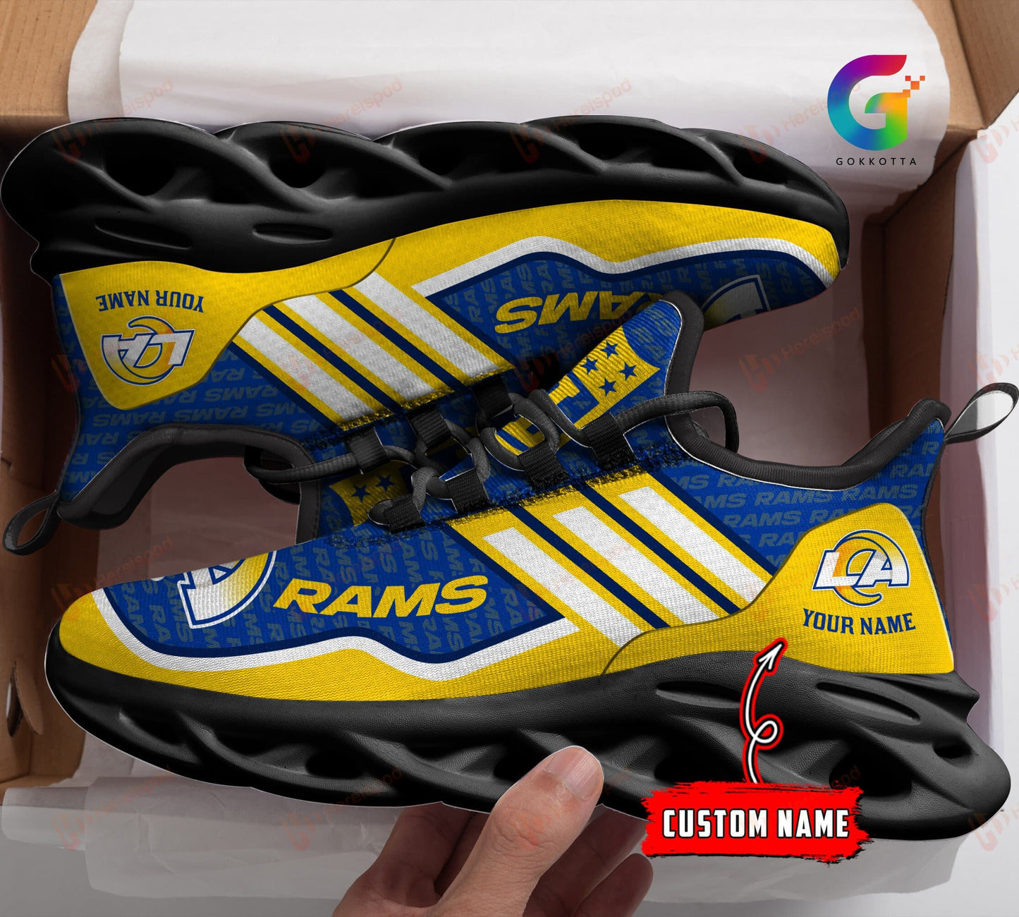 Los Angeles Rams Personalized Yezy Running Sneakers 130