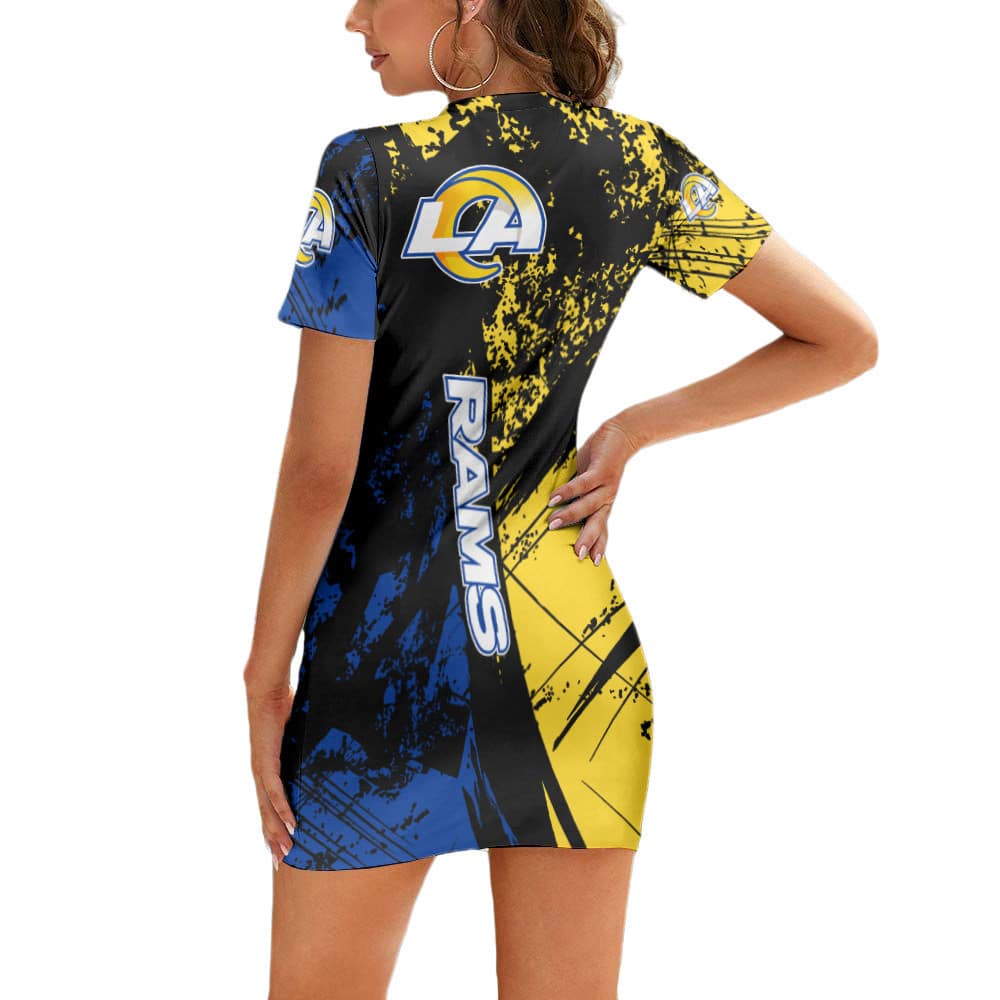 Los Angeles Rams Short Sleeve Bodycon Mini Dress BG228