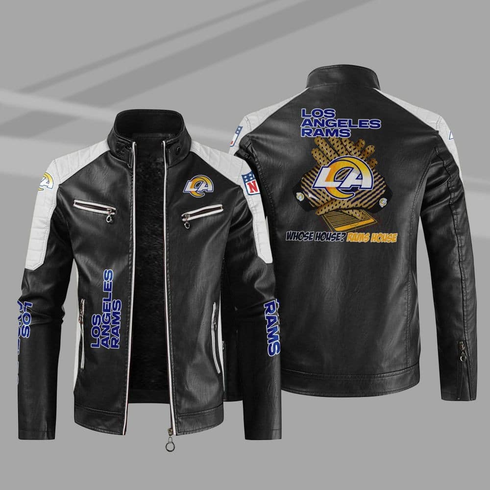 Los Angeles Rams Stand Collar Leather Jacket BG11