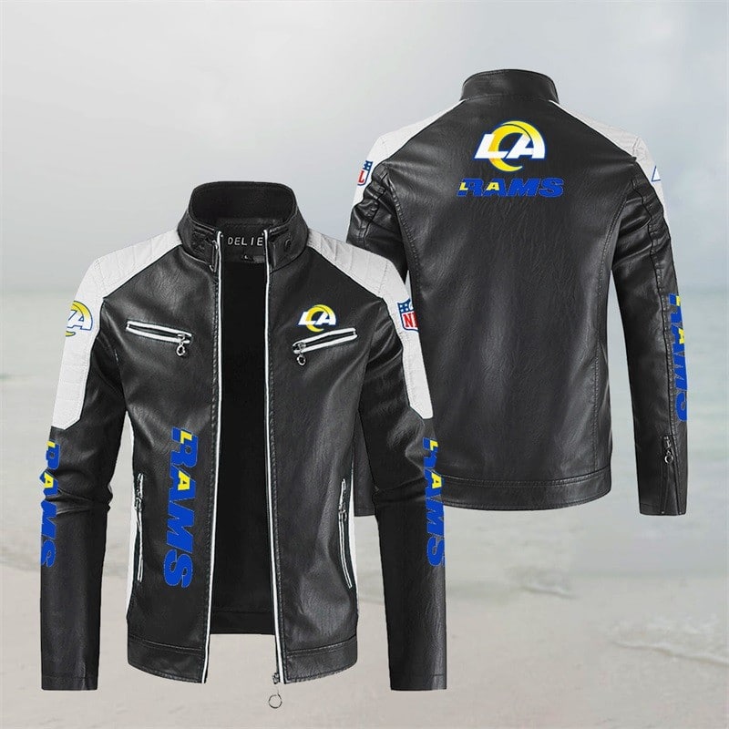 Los Angeles Rams Stand Collar Leather Jacket BG46