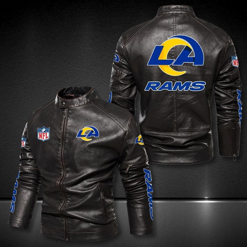 Los Angeles Rams Stand-up Collar Leather Jacket BG13